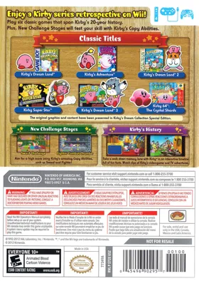 Kirbys Dream Collection Special Edition box cover back
